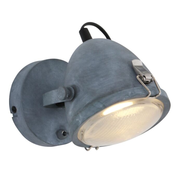 Aplique de pared Guliana Gris de metal y vidrio Ø11,5xH12 cm con bombilla LED GU10 incluida.