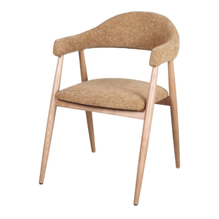 Silla Craig Curry de Madera y Textil, diseño ergonómico con asiento color curry y acabado natural.