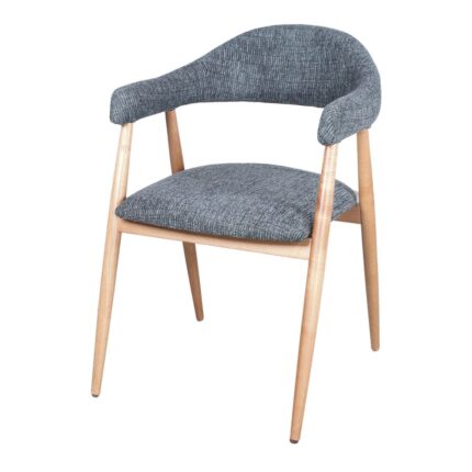 Silla Craig Ocean de Madera y Textil, diseño ergonómico con asiento color azul océano y acabado natural.