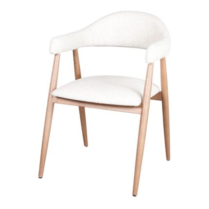 Silla Craig Sahara de Madera y Textil, diseño ergonómico con asiento color arena y acabado natural.