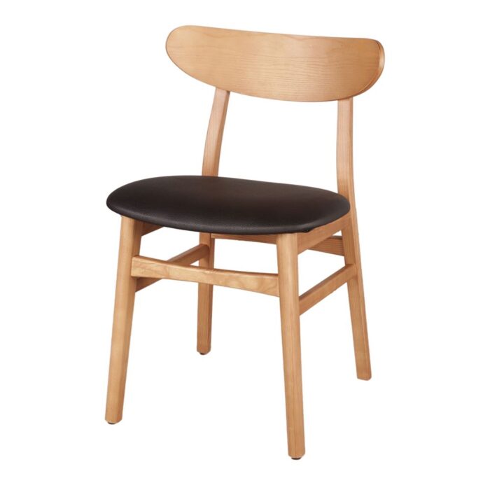 Silla Muriel Negro de madera de fresno con asiento tapizado en color negro, diseño moderno y confortable para interiores.