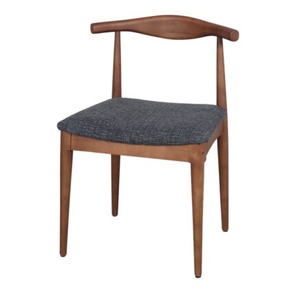 Silla madera fresno con acabado nogal y asiento textil color ocean, diseño moderno y ergonómico, ideal para interiores.