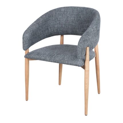 Silla Mogi Ocean de madera de olmo con asiento tapizado en textil color ocean, diseño moderno y ergonómico para interiores.