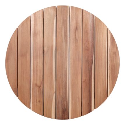 Tapa Mayer Ø80 cm de madera de teka, diseño natural y resistente con grosor de 3 cm, ideal para interiores y exteriores cubiertos.