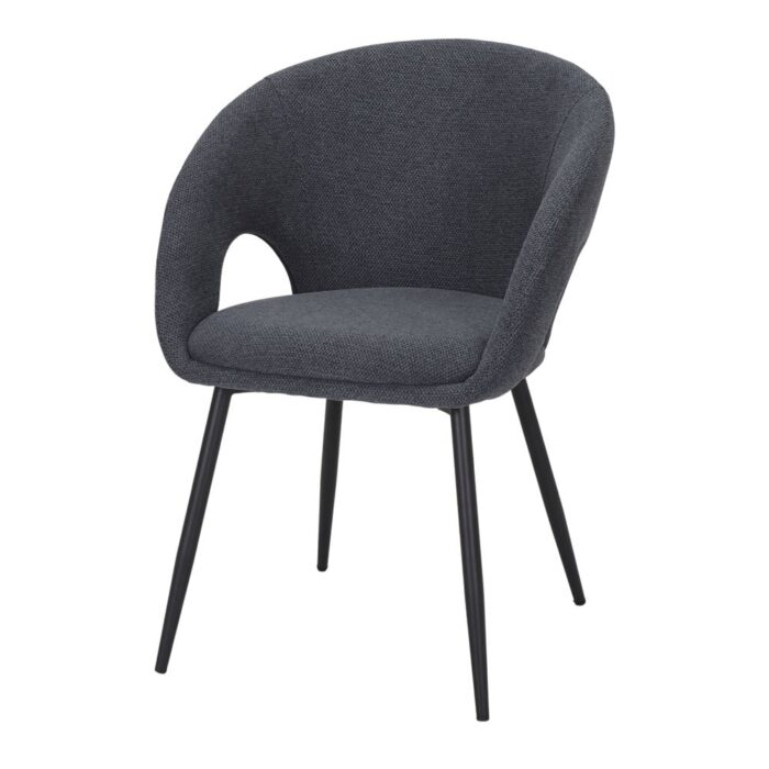 Silla Tapizada Gemini en color azul marino con respaldo ergonómico, asiento acolchado y estructura negra, ideal para interiores modernos.