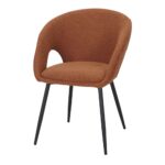 Silla Tapizada Gemini en color calabaza con respaldo ergonómico, asiento acolchado y estructura negra, ideal para interiores modernos y elegantes.